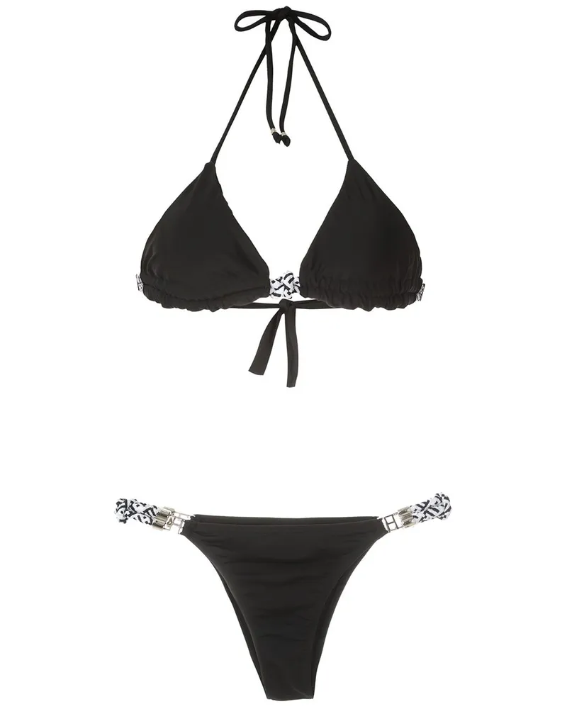 Amir Slama Bikini mit Seildetails - Schwarz Schwarz