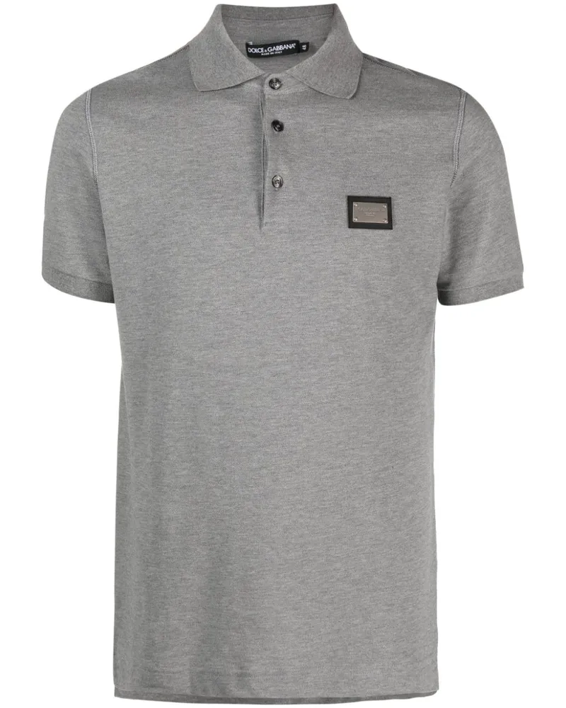 Dolce & Gabbana Poloshirt mit Logo-Schild - Grau Grau