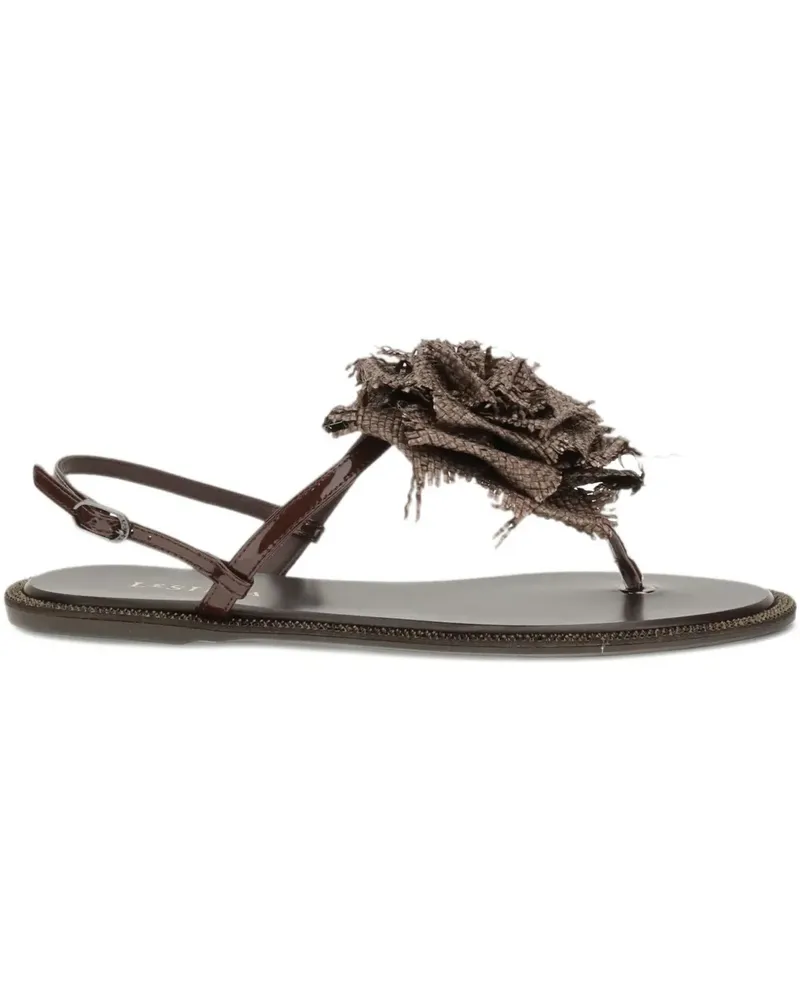 Le Silla Sandalen mit Blumenapplikation - Braun Braun