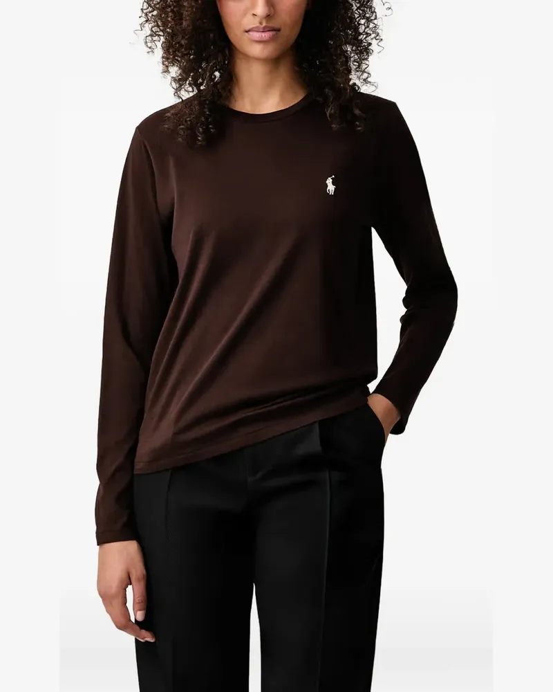 Ralph Lauren logo-embroidered long-sleeve T-shirt - Braun Braun