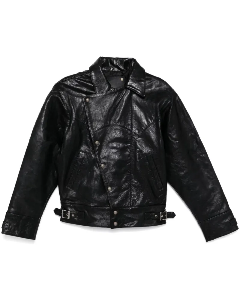 R13 Jacke mit asymmetrischen Nieten - Schwarz Schwarz