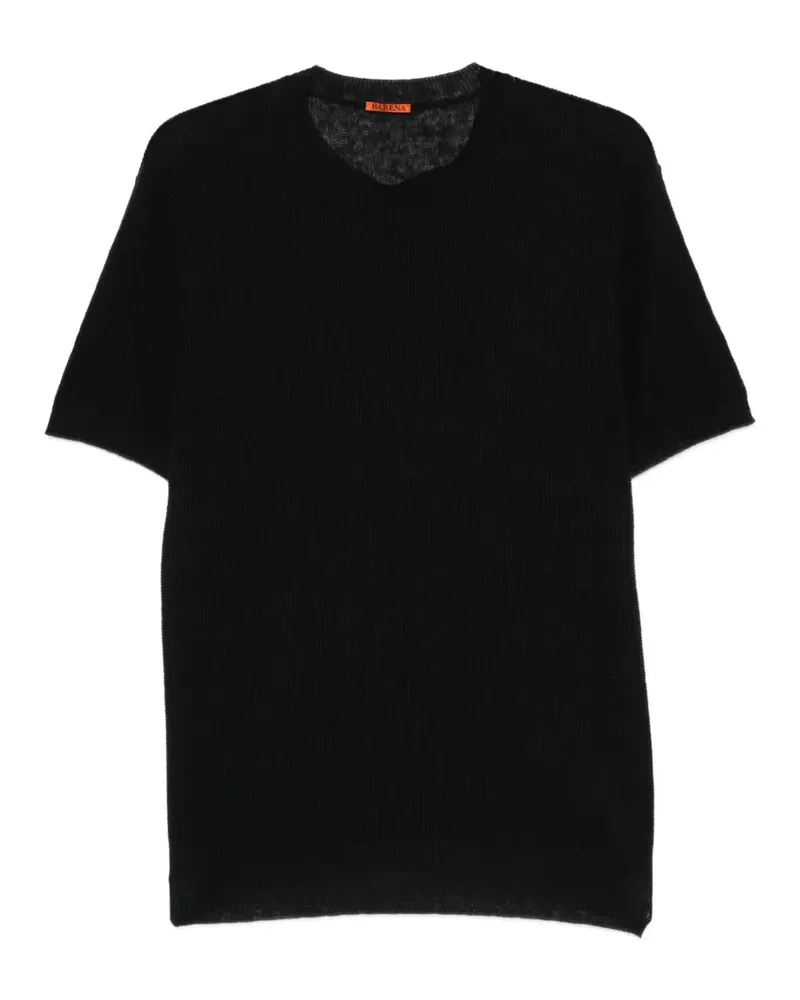 BARENA V-neck rib knit T-shirt - Schwarz Schwarz