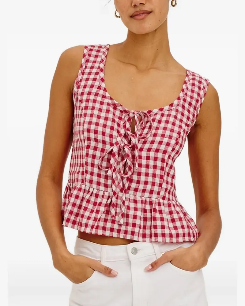 RAILS Jonah gingham peplum top - Rot Rot