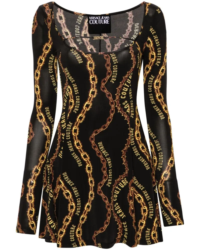 Versace Jeans Minikleid mit Ketten-Print Schwarz