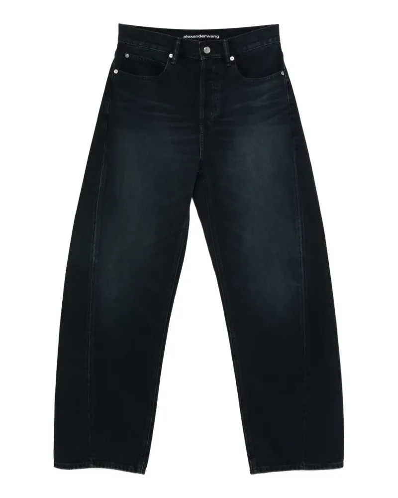 Alexander Wang float mid-rise relaxed crystal hotfix logo fly jeans - Blau Blau