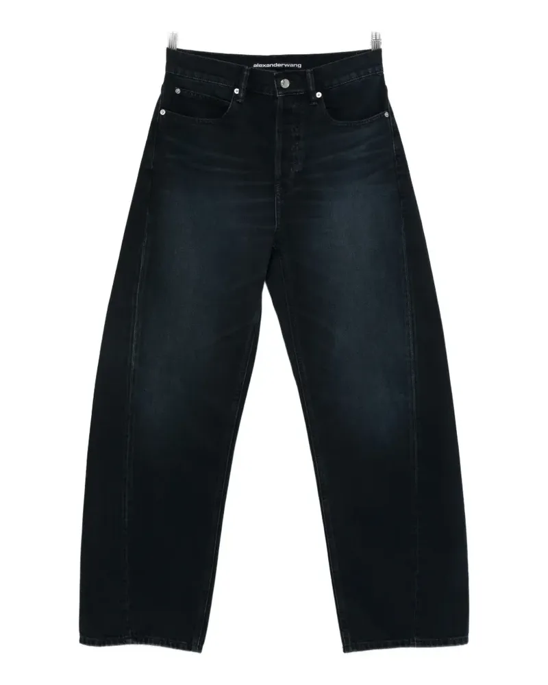 Alexander Wang float mid-rise relaxed crystal hotfix logo fly jeans - Blau Blau