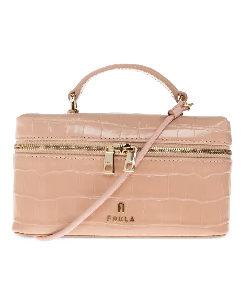 Furla Camelia Tote Bag aus Leder mit Kroko-Effekt - Nude Nude