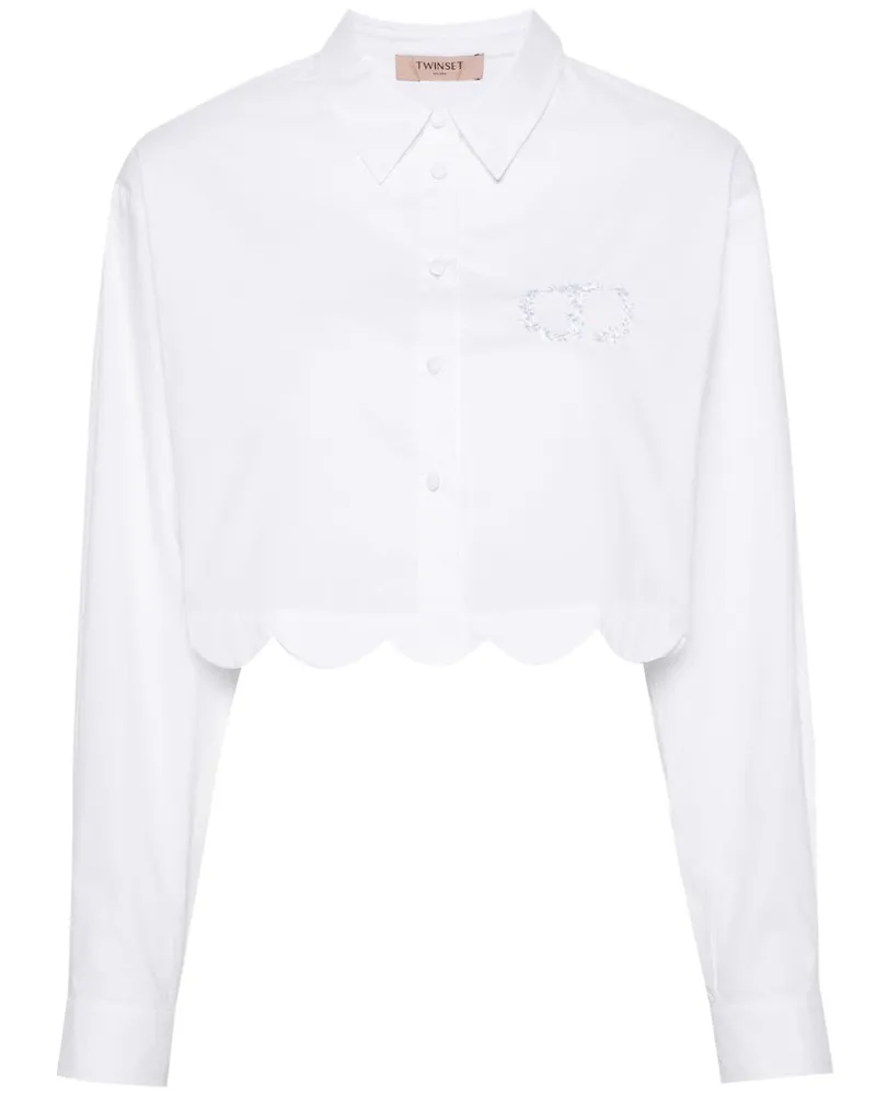 Twin-Set Cropped-Hemd mit Logo-Stickerei - Weiß Weiß