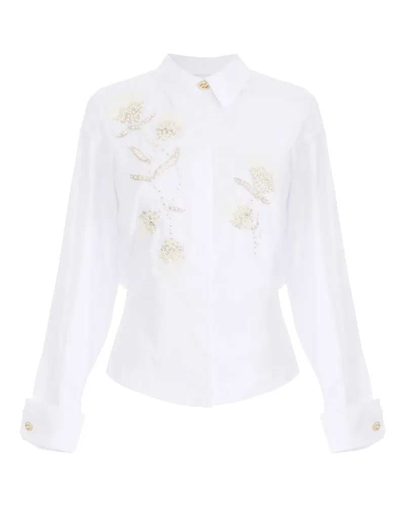 Elisabetta Franchi Hemd mit Perlen - Weiß Weiß