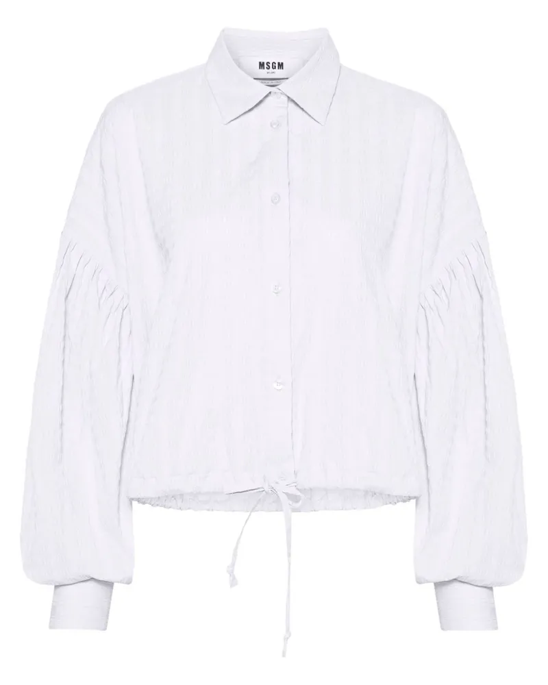 MSGM Seersucker-Hemd mit Kordelzug-Saum - Weiß Weiß