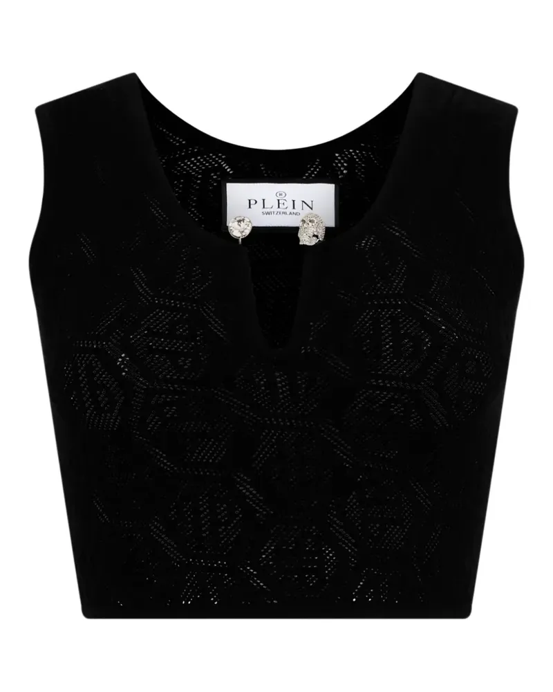 Philipp Plein Monogramm-Tanktop mit Schmuckdetail - Schwarz Schwarz
