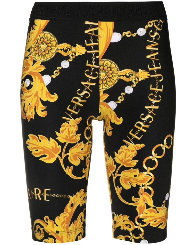 Versace Jeans Radlerhose mit Print - Schwarz Schwarz