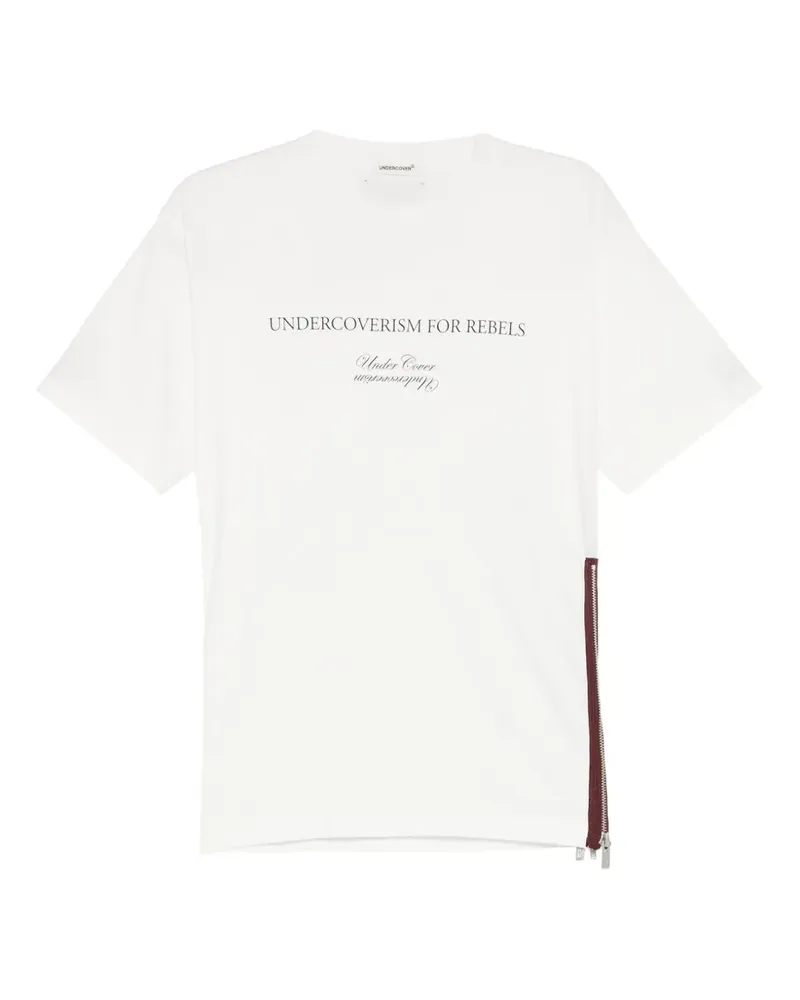 Undercover T-Shirt mit Slogan-Print und Reißverschlussdetail - Weiß Weiß