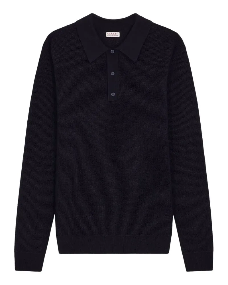 FURSAC Poloshirt mit Waffelstrick-Muster - Blau Blau