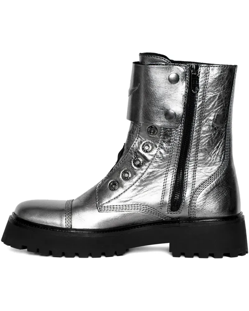 Zadig & Voltaire Joe Fast Schnürstiefel im Metallic-Look - Grau Grau