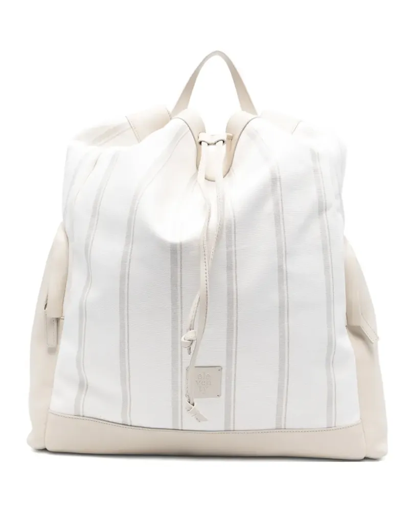Eleventy Gestreifter Rucksack mit Kordelzug - Weiß Weiß