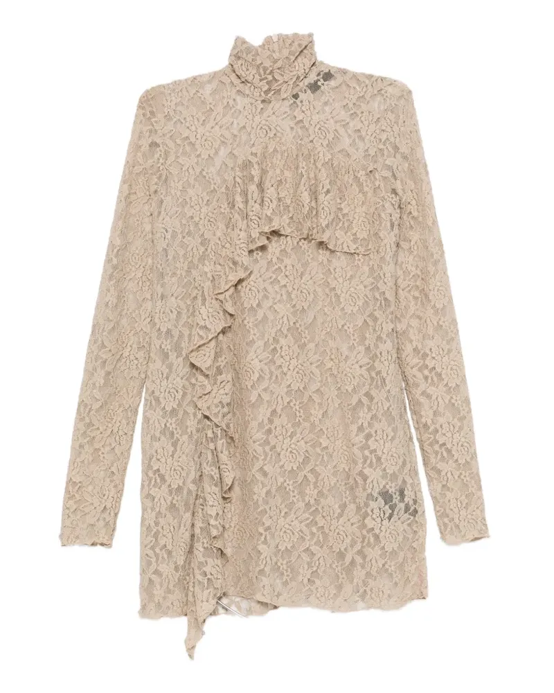 Barbara Bologna ruffled lace mini dress - Nude Nude