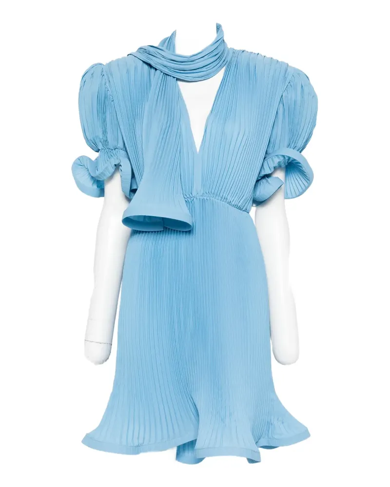 Rowen Rose pleated puffy-sleeve midi dress - Blau Blau