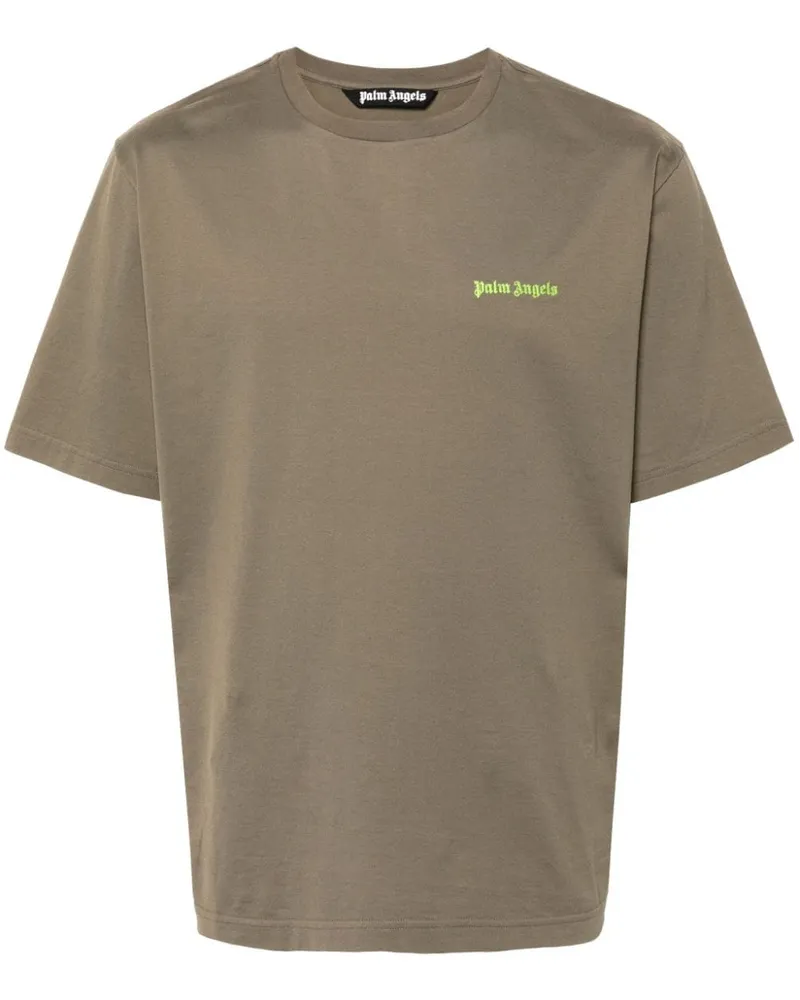 Palm Angels T-Shirt mit Logo-Stickerei - Grün Grün