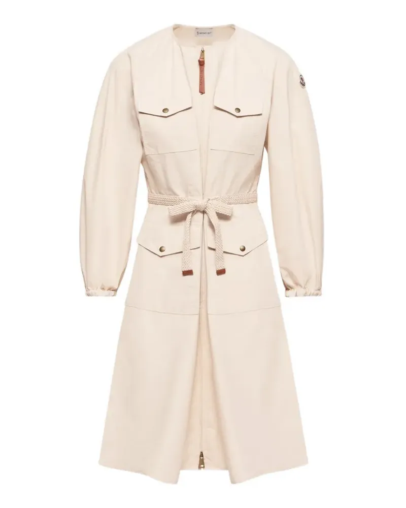 Moncler logo-patch poplin midi dress - Nude Nude