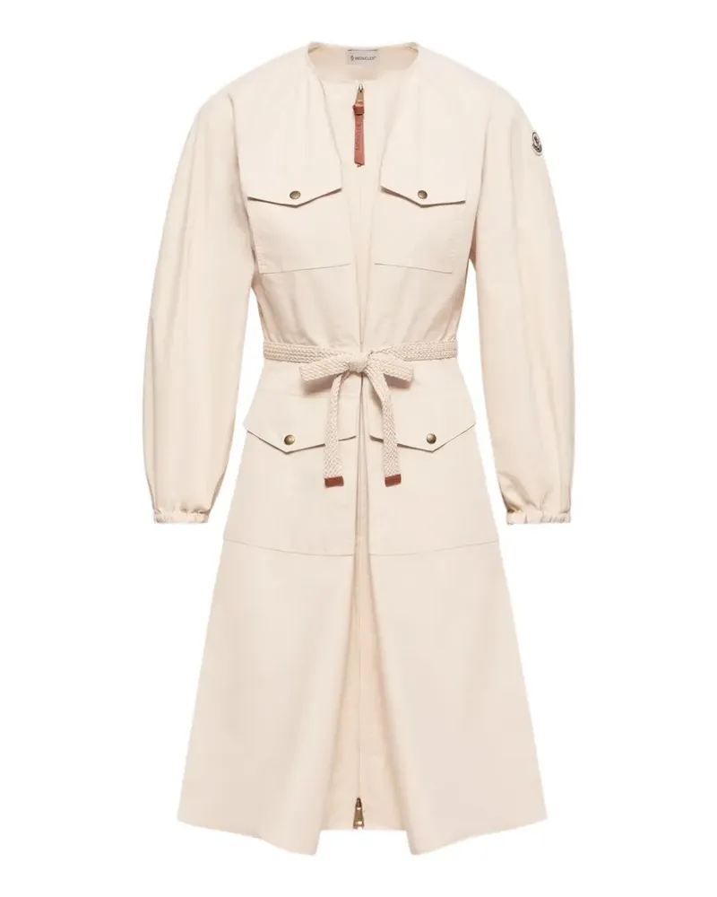 Moncler logo-patch poplin midi dress - Nude Nude