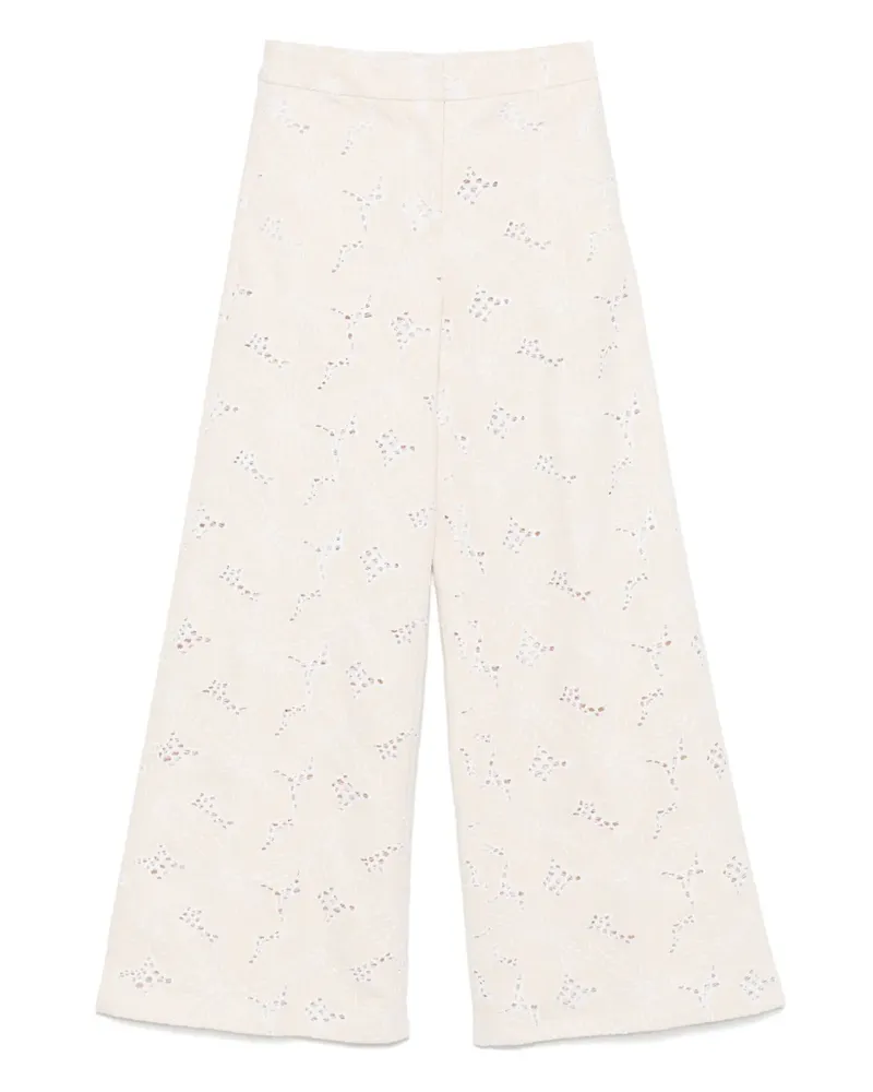Genny Palazzohose mit Blumenstickerei - Nude Nude