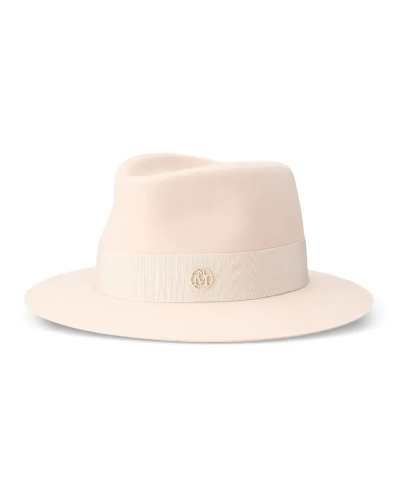 Maison Michel André Fedora mit Logo-Schild - Nude Nude