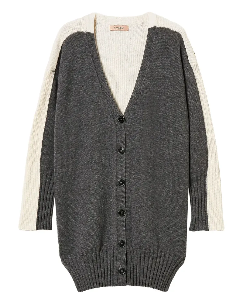 Twin-Set Cardigan in Colour-Block-Optik - Grau Grau