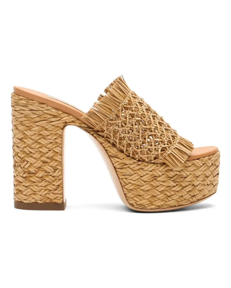 Casadei Madagascar fringed platform pumps - Nude Nude
