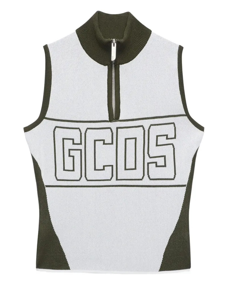 GCDS Half-Zip-Oberteil mit Logo-Band - Weiß Weiß