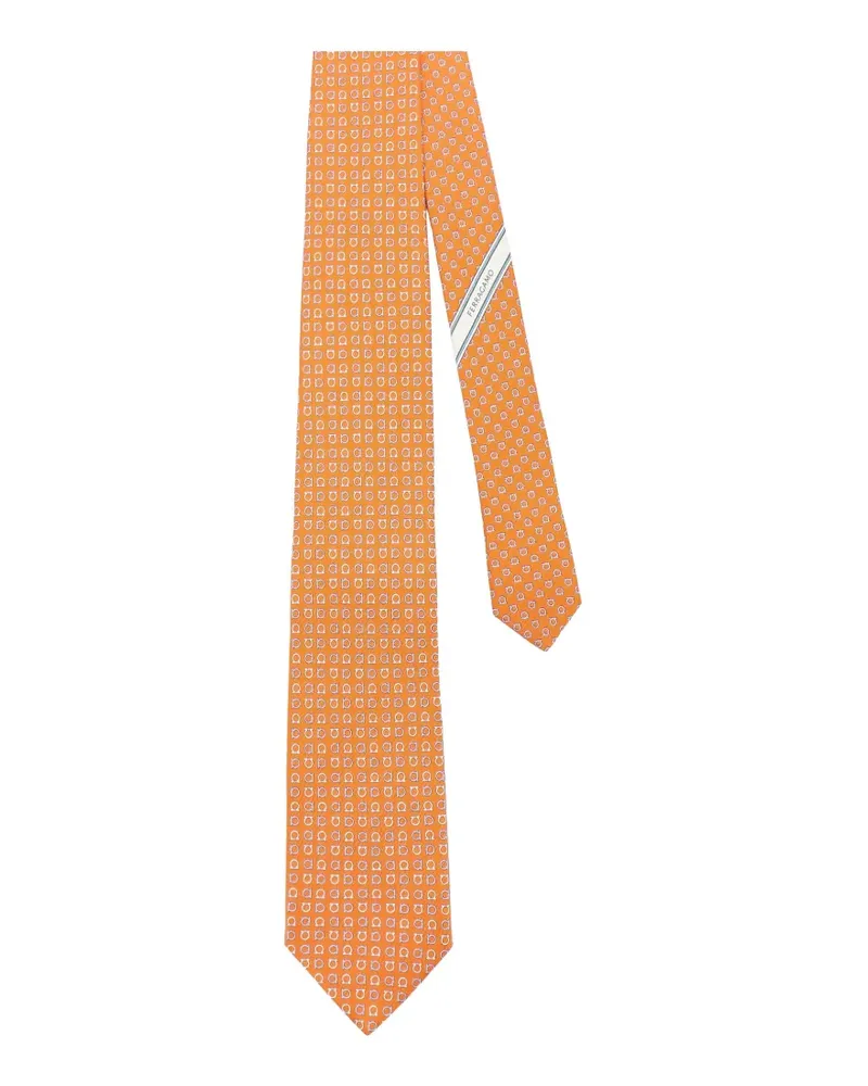 Ferragamo Gancini-pattern tie - Orange Orange