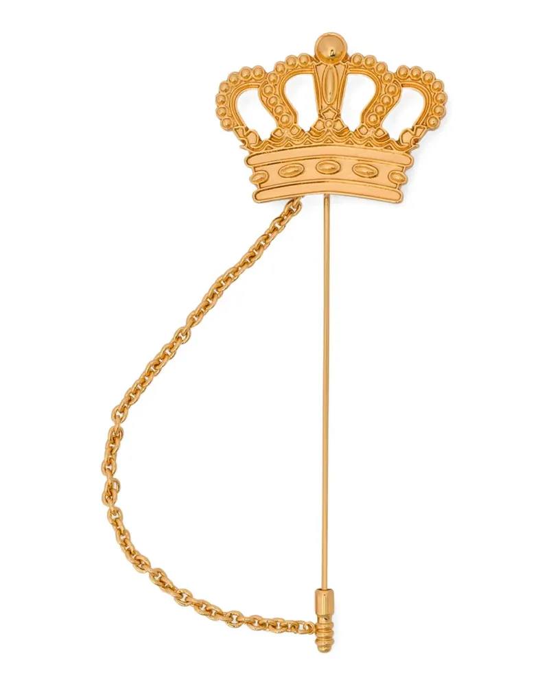 Moschino Brosche mit Kronen-Schild - Gold Gold