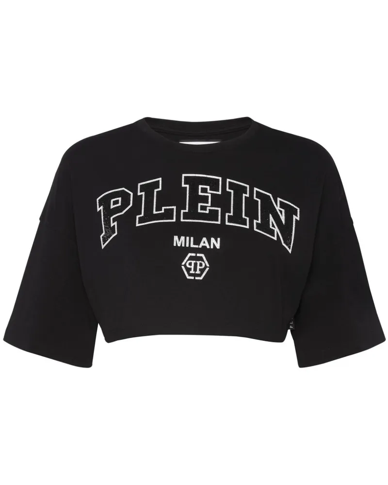 Philipp Plein Cropped-Oberteil mit Logo - Schwarz Schwarz