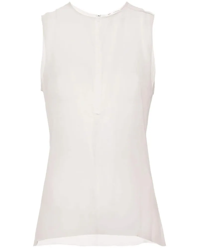 AMI Paris Semi-transparentes Seidenoberteil - Weiß Weiß