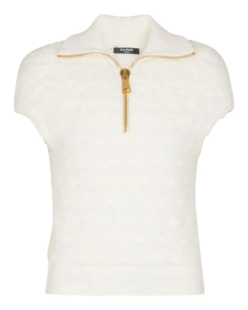 Balmain zip-neck top - Nude Nude