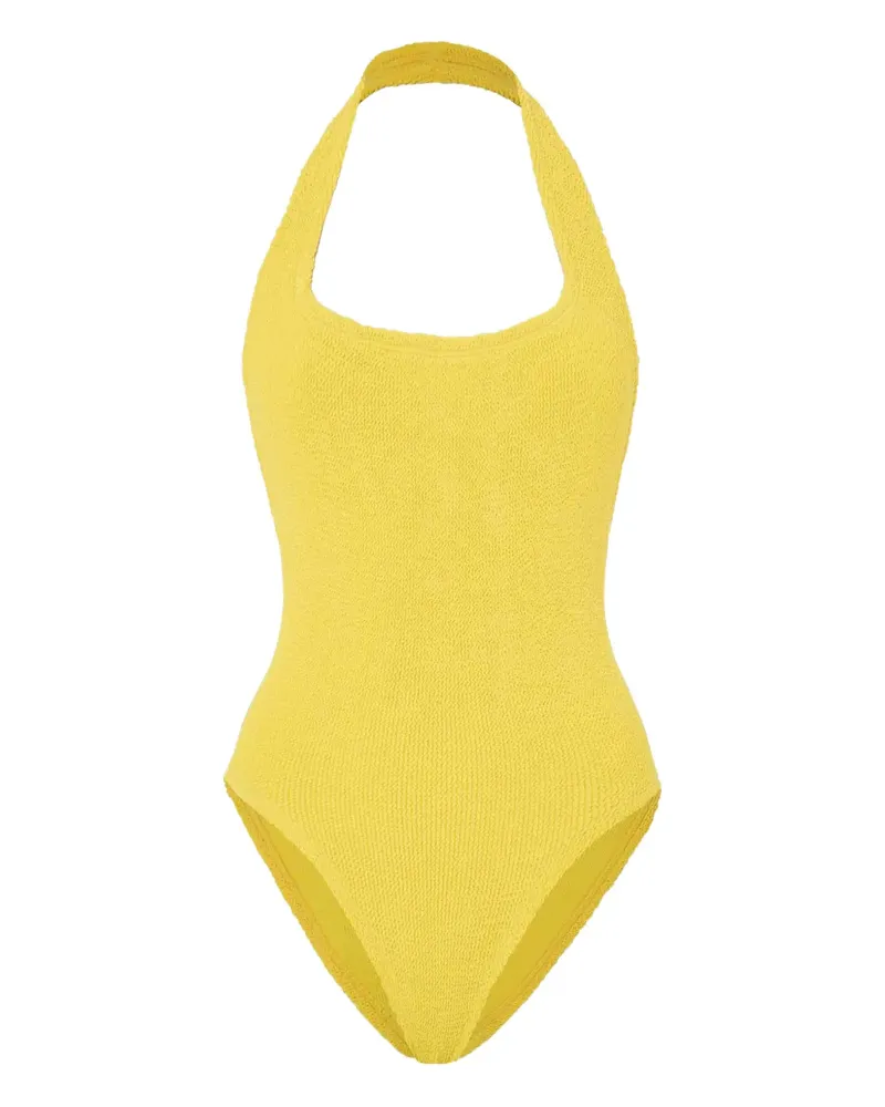 Hunza G Sandy Neckholder-Badeanzug - Gelb Gelb