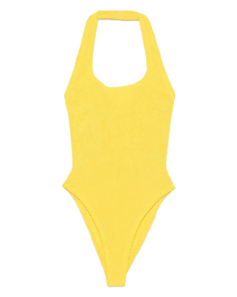 Hunza G Sandy Neckholder-Badeanzug - Gelb Gelb
