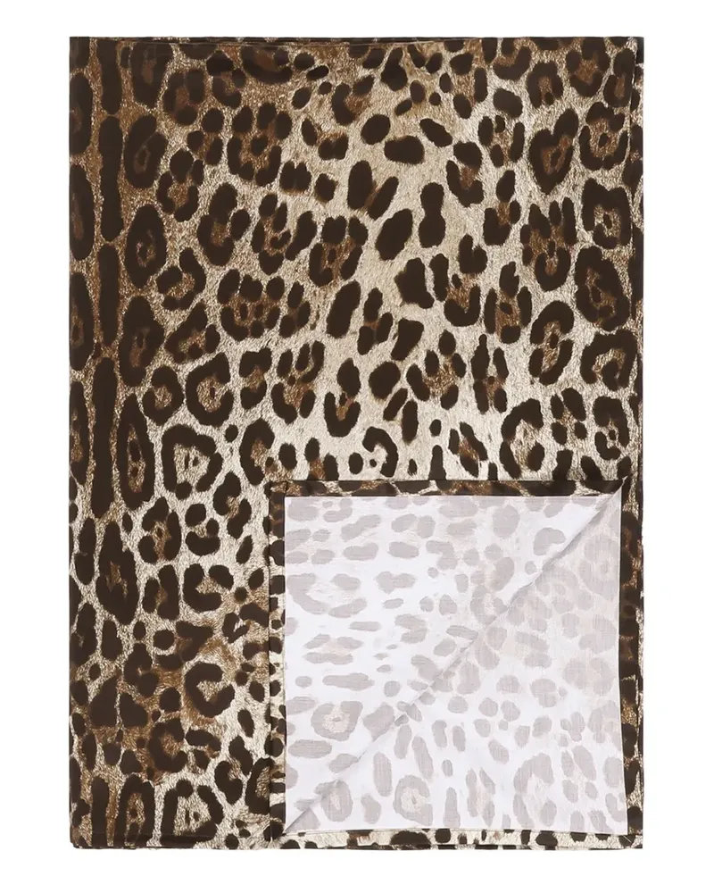 Dolce & Gabbana Satinlaken mit Leoparden-Print (260cm x 280cm) - Braun Braun