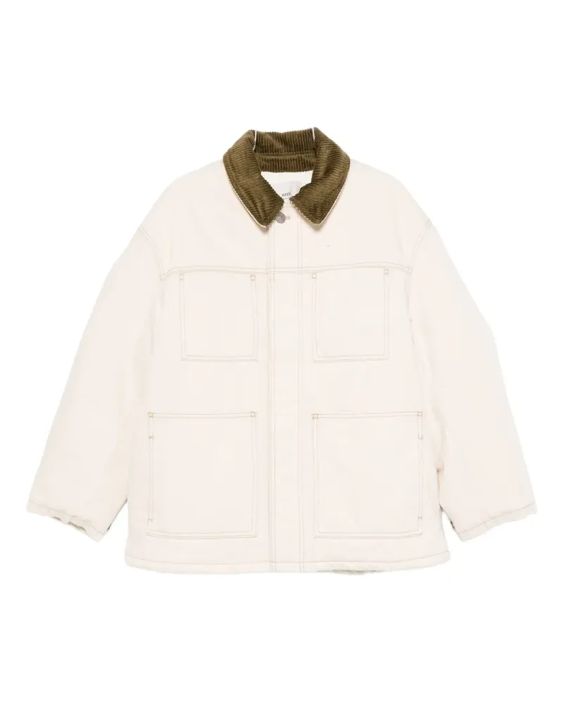 AMI Paris corduroy-collar pocket jacket - Weiß Weiß
