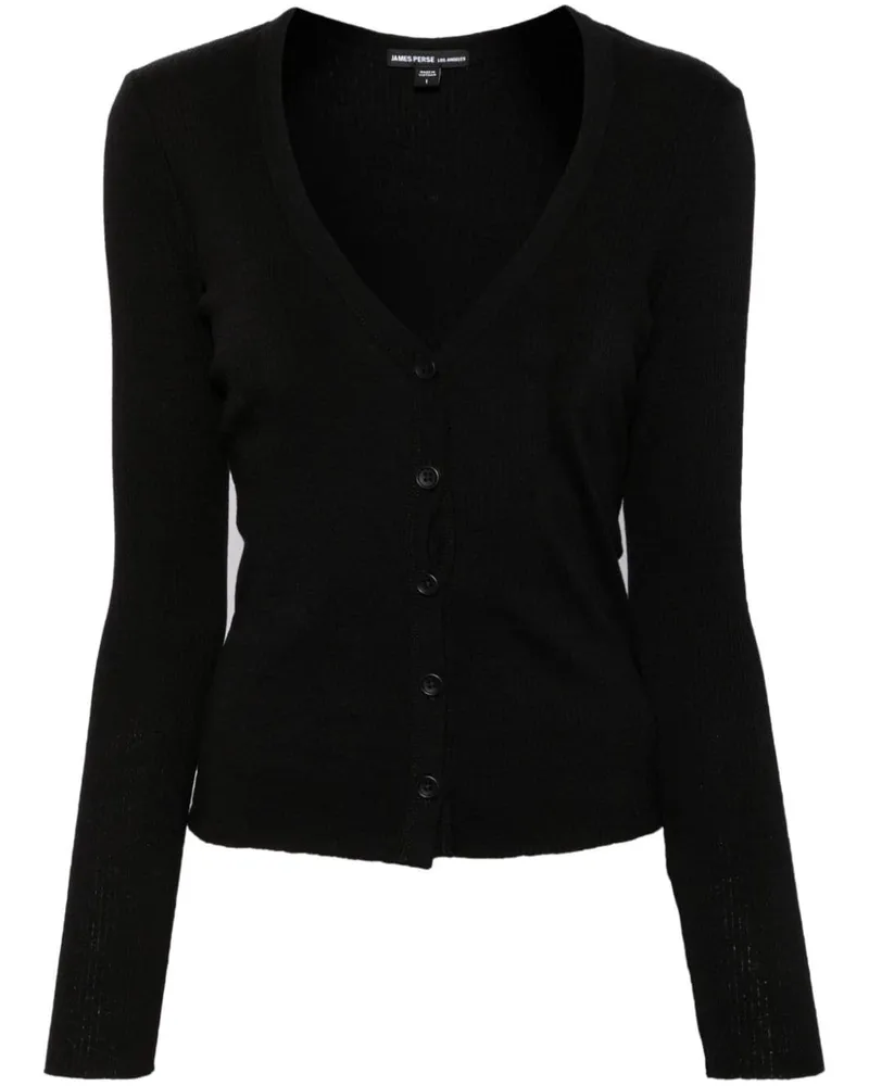 James Perse Gerippter Cardigan Schwarz