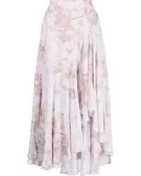 Erdem Asymmetrischer Rock mit Blumen-Print Violett