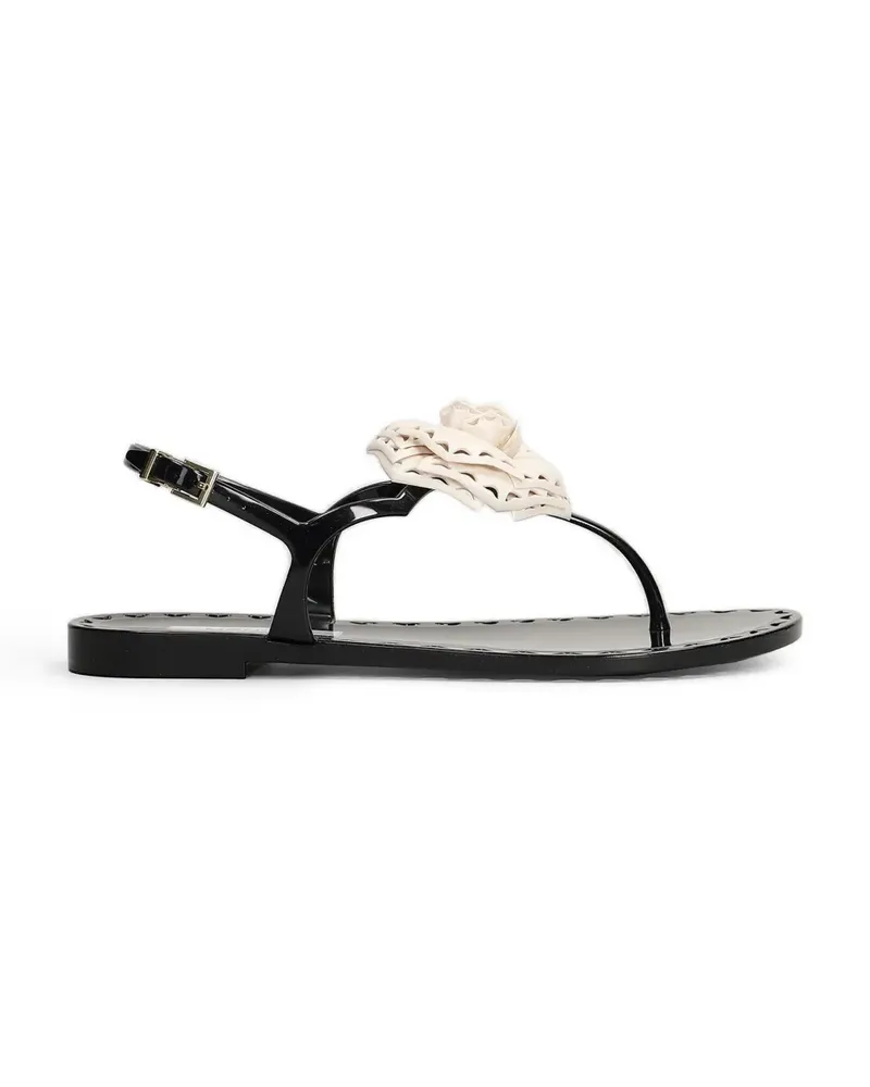 Menghi Afrodite floral-applique slingback sandals - Schwarz Schwarz