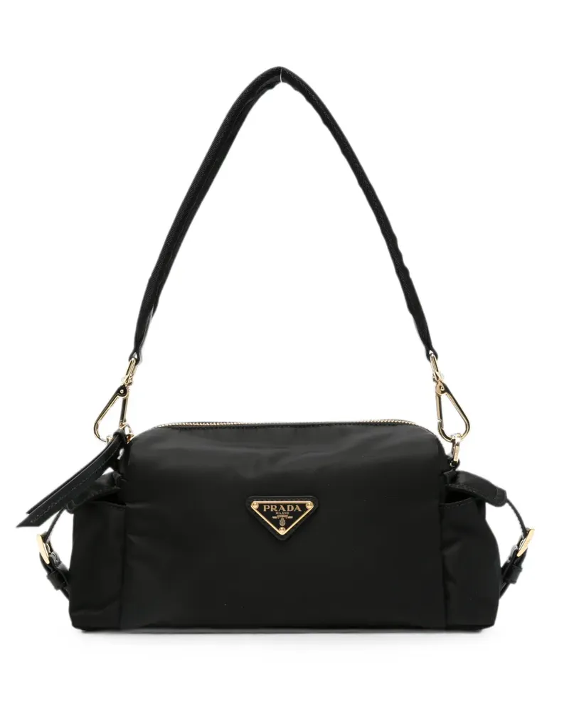 Prada logo-plaque shoulder bag - Schwarz Schwarz