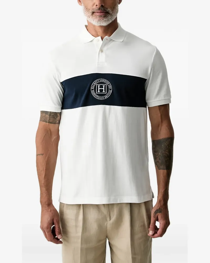 Hackett logo-embroidered buttoned polo shirt - Weiß Weiß