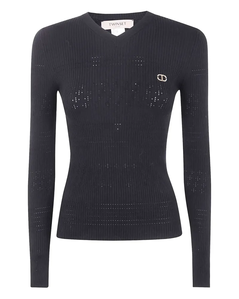 Twin-Set Gerippter Pullover - Schwarz Schwarz