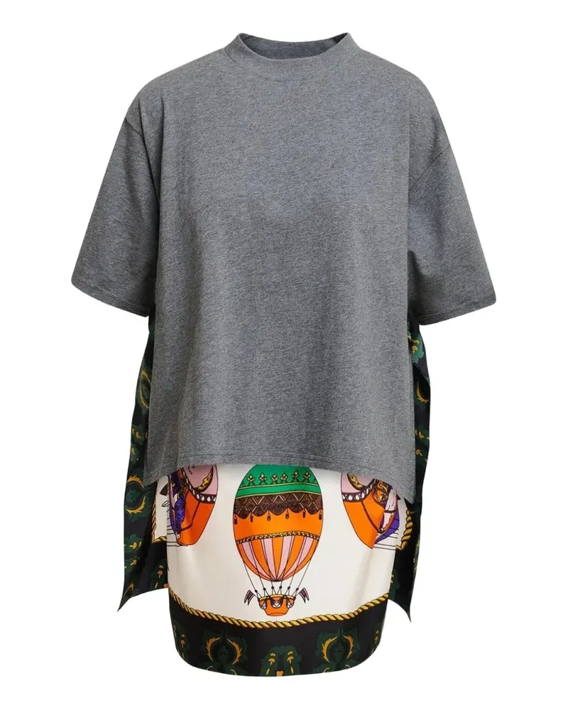 Essentiel graphic-print panelled T-shirt - Grau Grau