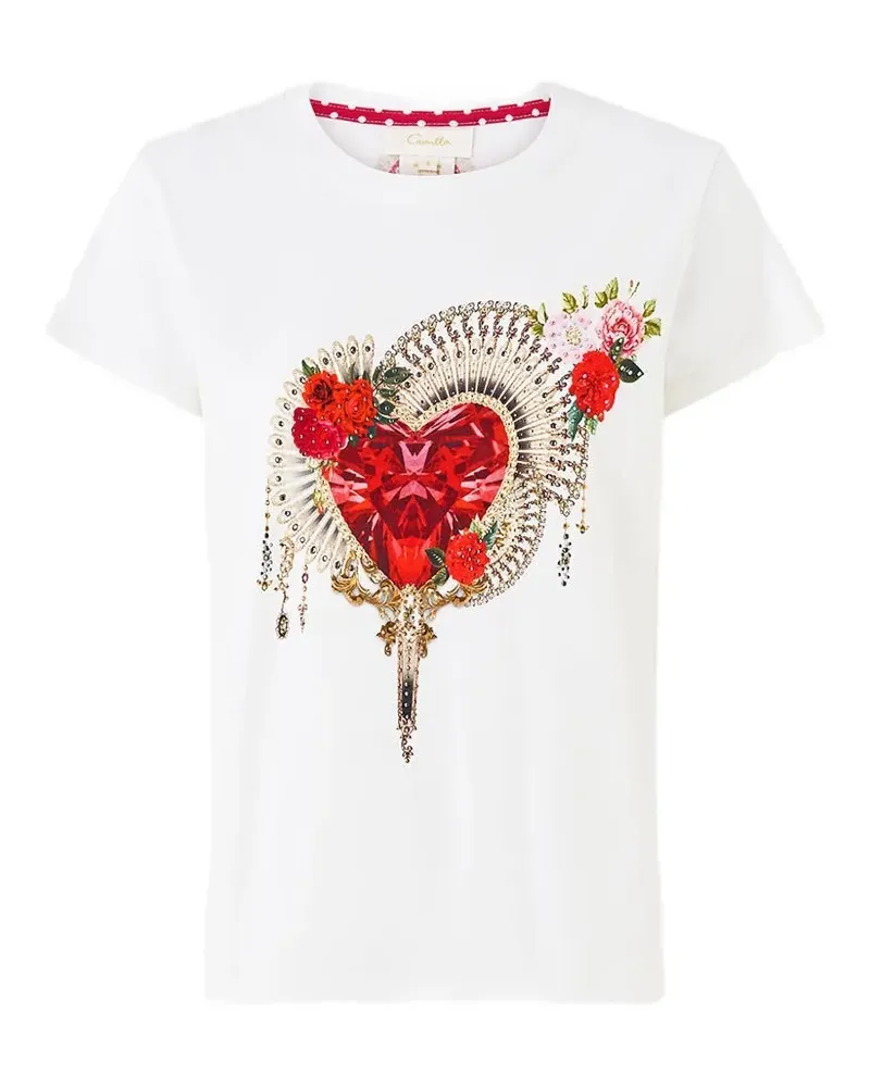 Camilla Schmales T-Shirt mit rundem Ausschnitt - Weiß Weiß