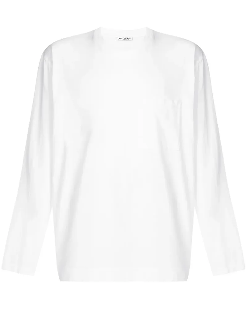 Our Legacy Langarmshirt mit Brusttasche - Weiß Weiß