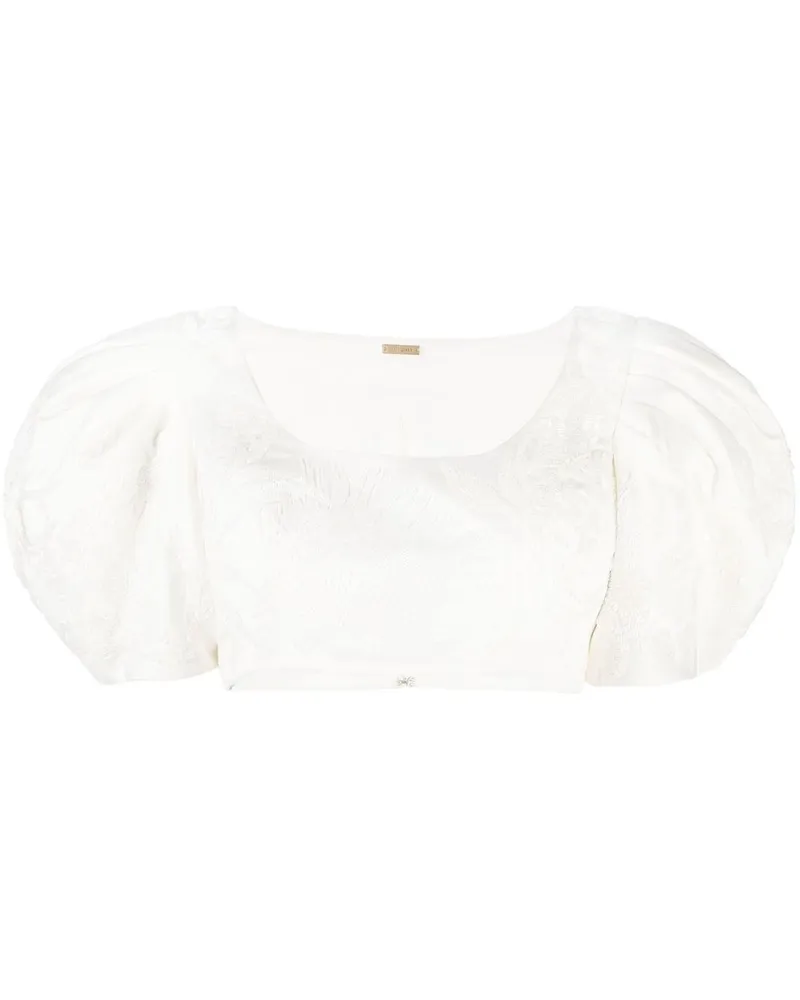 Cult Gaia Cropped-Top mit Blumenstickerei - Weiß Weiß