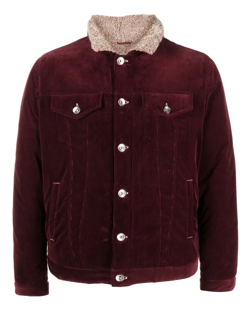 Brunello Cucinelli Hemdjacke aus Cord mit Shearling - Rot Rot
